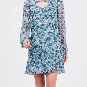 BCBGeneration Teal Floral Cutout Front Dress